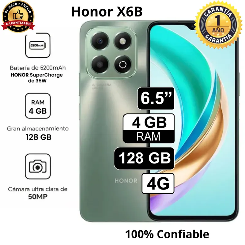 HONOR - Celular Libre Honor X6B 6.5 Pulg 128GB 4GB RAM Forest Green