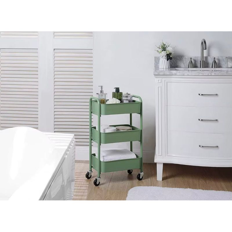 GENERICO - Carrito Organizador Almacenamiento Cocina Rodante 3 Niveles Multiusos Auxiliar Verde