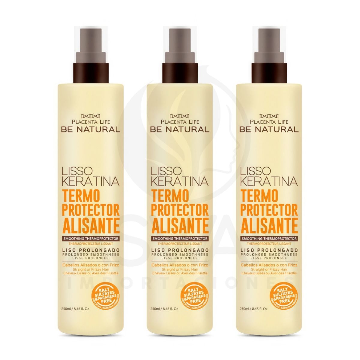 GENERICO - Pack x3 Termoprotector Lisso Keratina 250ml - BE NATURAL