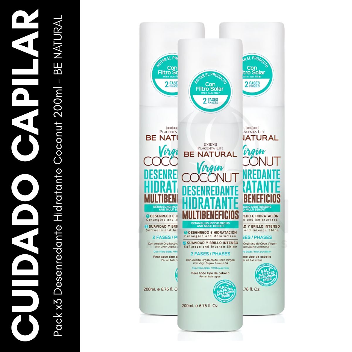 GENERICO - Pack x3 Desenredante Hidratante Coconut 200ml - BE NATURAL