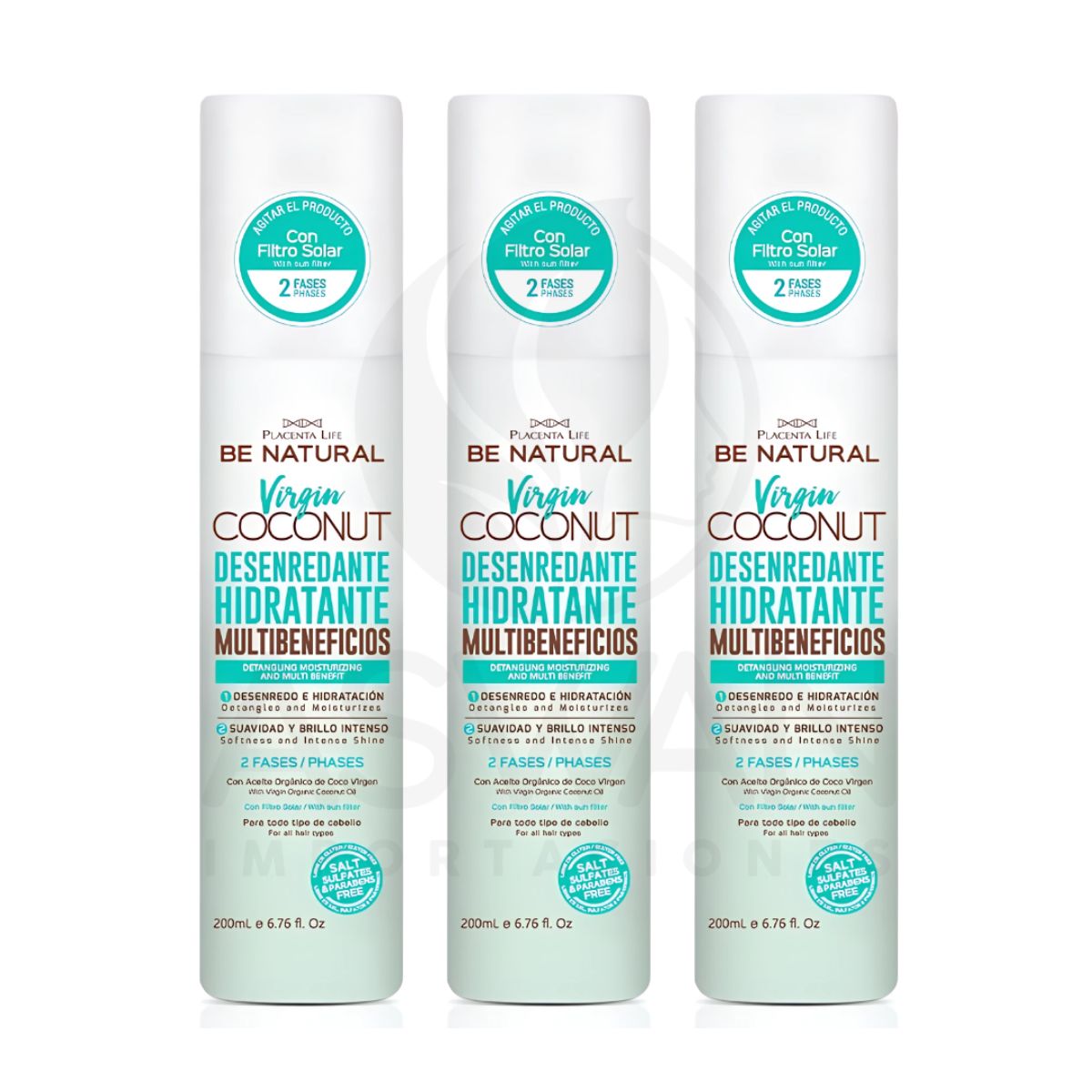 GENERICO - Pack x3 Desenredante Hidratante Coconut 200ml - BE NATURAL