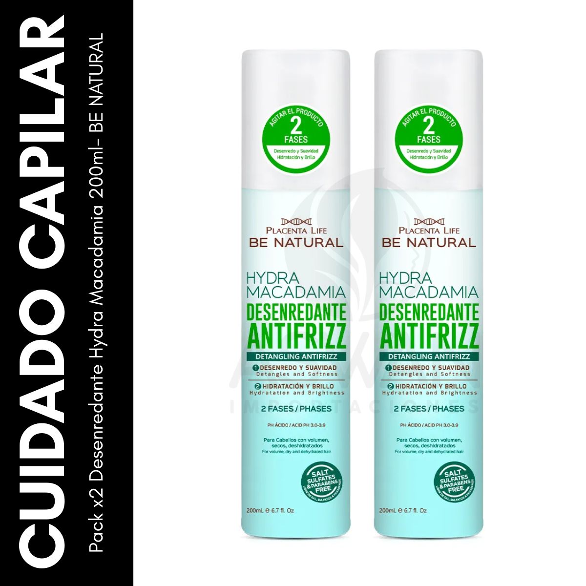 GENERICO - Pack x2 Desenredante Hydra Macadamia 200ml- BE NATURAL