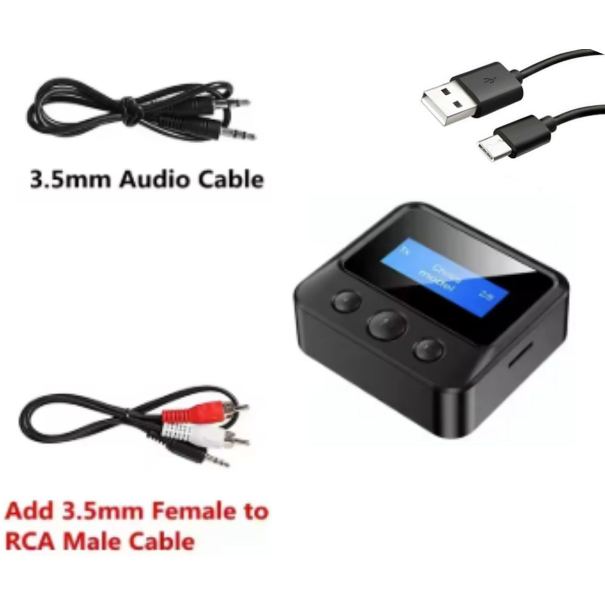 GENERICO - Adaptador Transmisor Receptor Bluetooth 5.0 Hifi Rca Auxiliar C39S