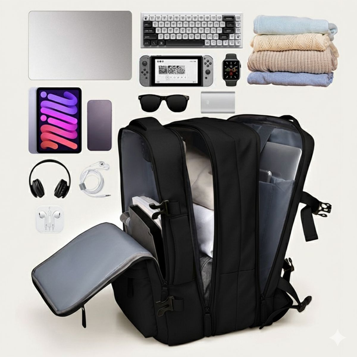 GENERICO - MOCHILA VIAJERA EXPANDIBLE PRO PARA EQUIPAJE DE MANO