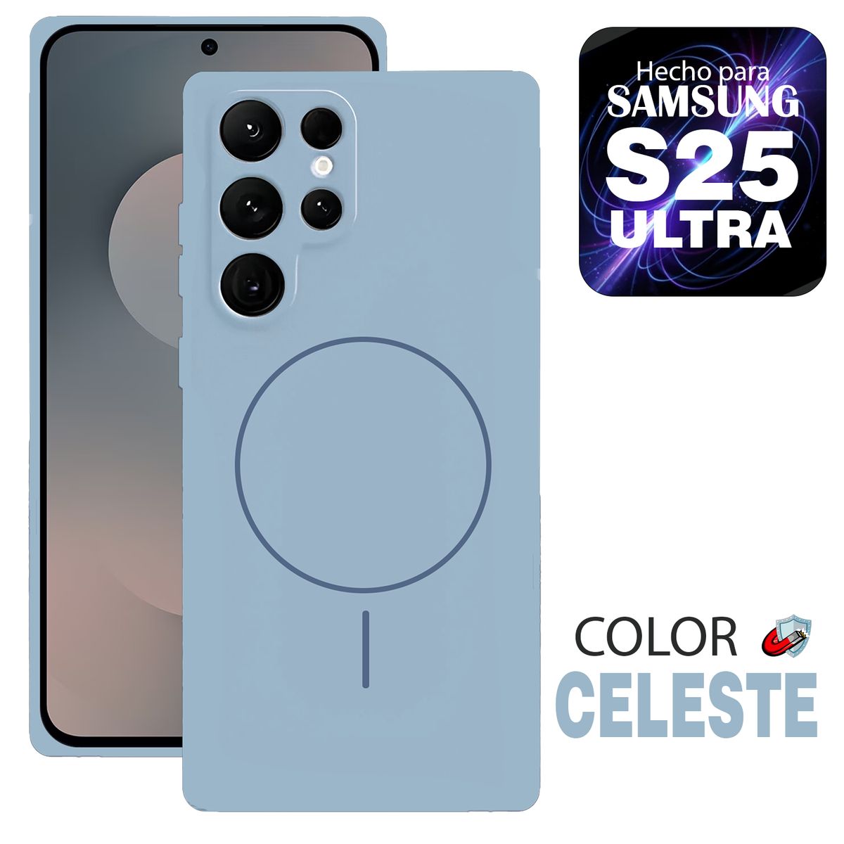 GENERICO - Case MagSafe Compatible para Samsung S25 ULTRA Celeste