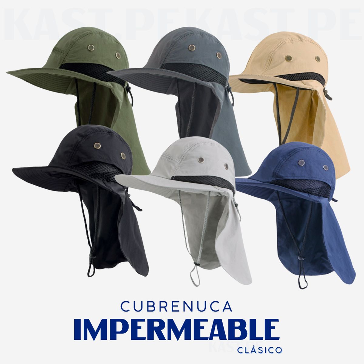 KAST PE - Sombrero Gorro Cubrenuca Impermeable Clasico Negro