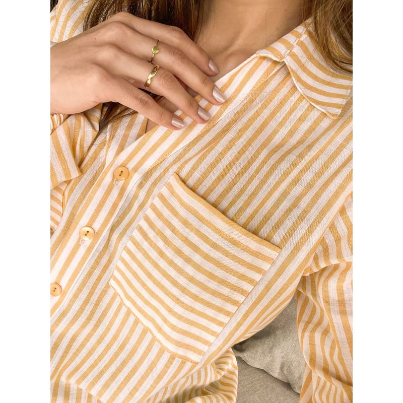 MOSH - Blusa manga bombacha rayas amarilla