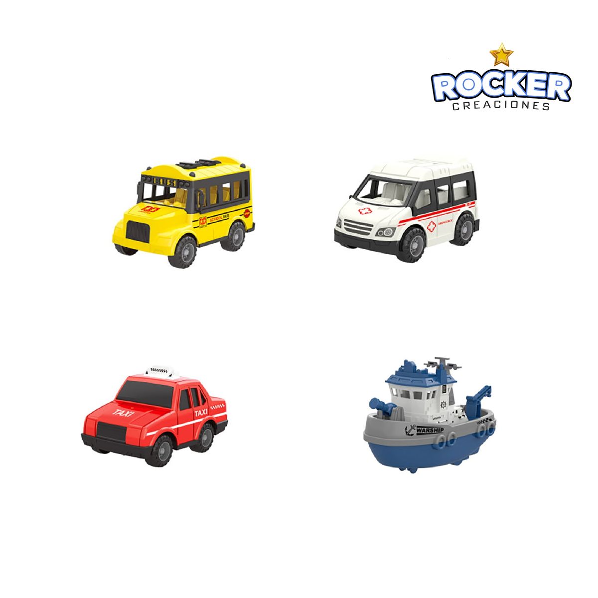 GENERICO - JUGUETE CARRITOS MEDIOS DE TRASPORTE 6 PIEZAS