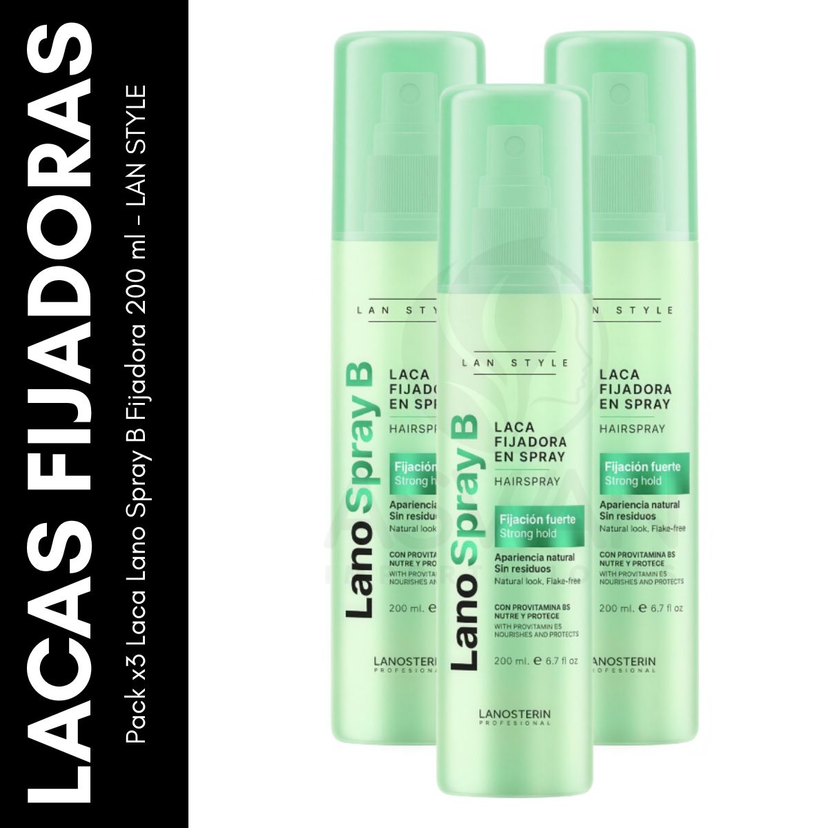 GENERICO - Pack x3 Laca Lano Spray B Fijadora 200 ml - LAN STYLE