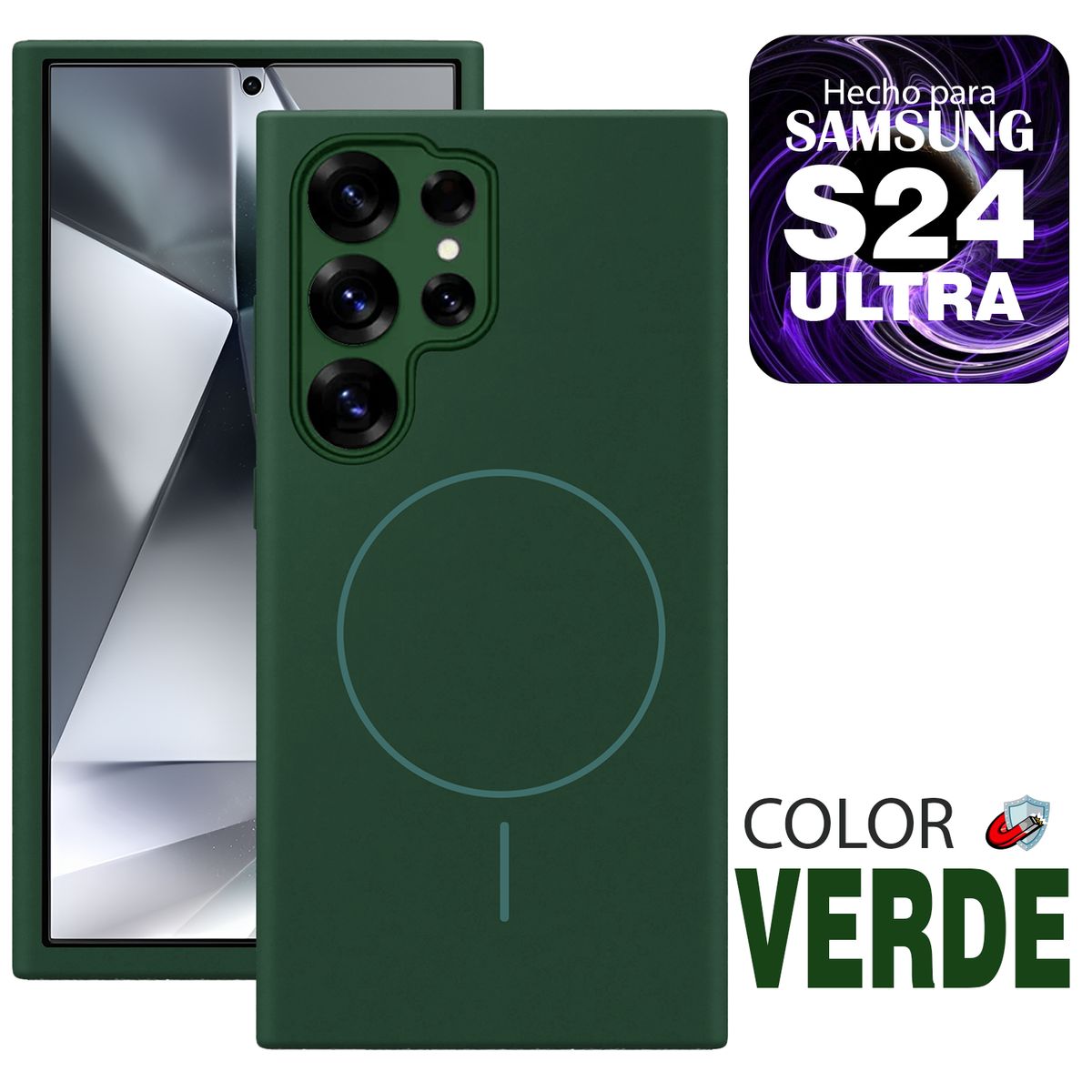GENERICO - Case MagSafe Compatible para Samsung S24 ULTRA Verde