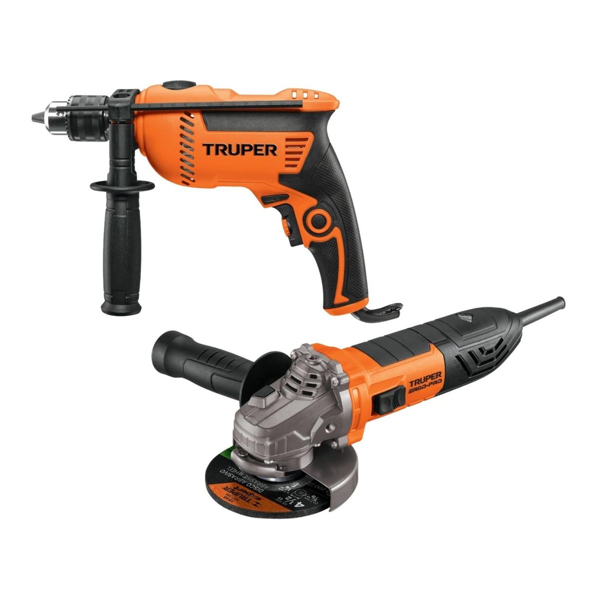 Truper - Taladro 600W Truper + Amoladora 4 12 Ergo Pro 800W Truper