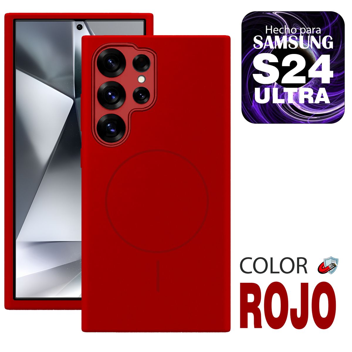 GENERICO - Case MagSafe Compatible para Samsung S24 ULTRA Rojo