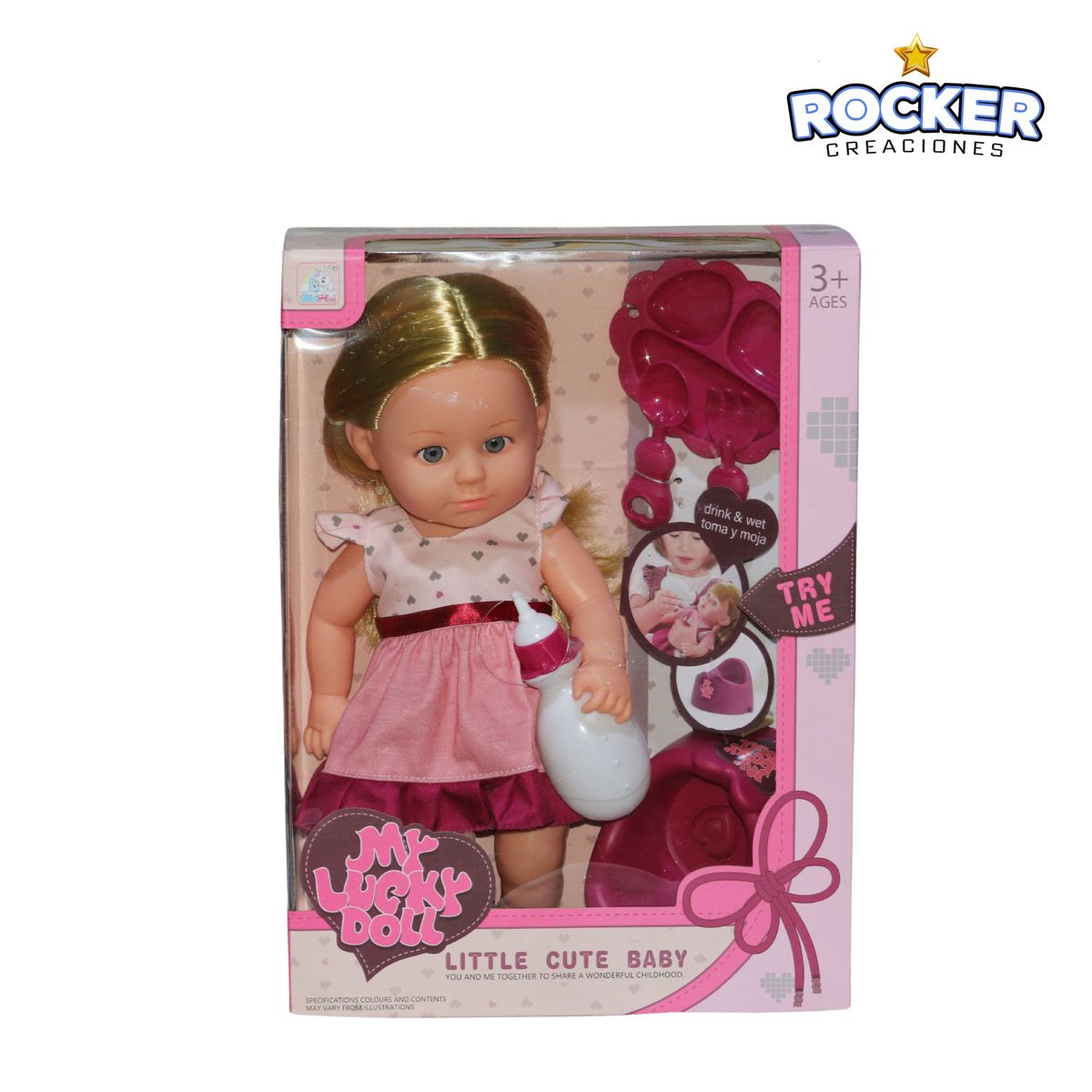 GENERICO - MUÑECA BEBE CON 6 SONIDOS Y HACE PIS (CABELLO RUBIA)