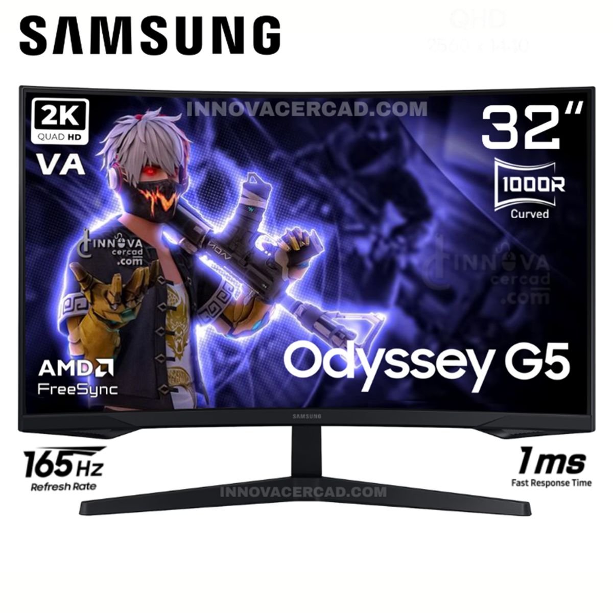 SAMSUNG - Monitor Samsung Odyssey G5 LS32CG552ELXPE 32 QHD 2K 165Hz 1Ms HDR.