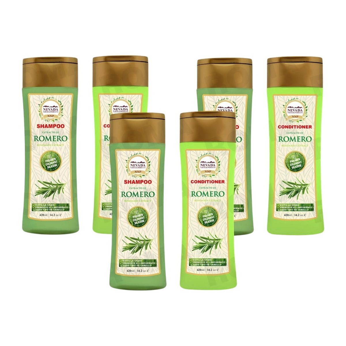 NEVADA NATURAL PRODUCTS - PACK 3 PACK SHAMPOO + ACONDICIONADOR EXTRACTO DE ROMERO 420ML NEVADA