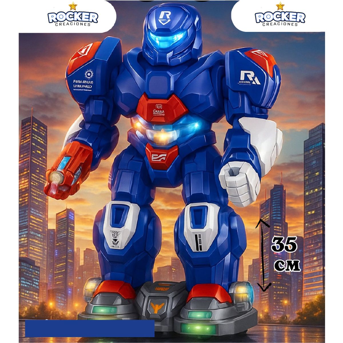 GENERICO - ROBOT LANZA HUMO CON LUCES Y SONIDO AZUL