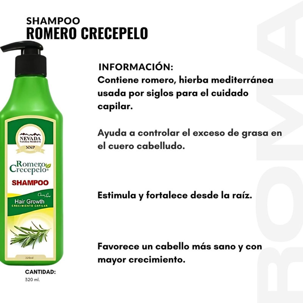 NEVADA NATURAL PRODUCTS - PACK 3 SHAMPOO ROMERO CRECEPELO 320ML NEVADA