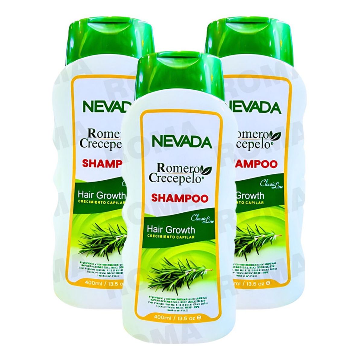 NEVADA NATURAL PRODUCTS - PACK 3 SHAMPOO ROMERO CRECEPELO + MIX DE PLANTAS 400ML NEVADA