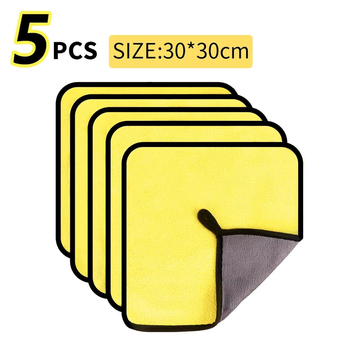 GENERICO - Paños Multiuso De Microfibra Limpieza 30 X 30cm x 5 Piezas