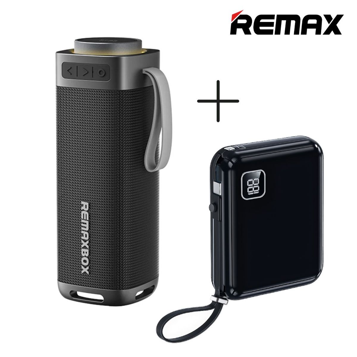 REMAX - Parlante Portátil Bluetooth 30W REMAX RB-M22 Negro + Power Bank RPP-572 10000mAh