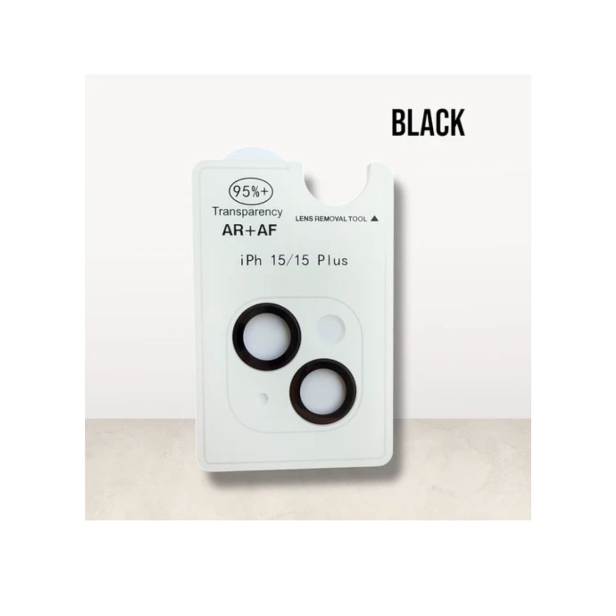 SPACE - Protector de Cámara para iphone 15 AR + AF  Antirreflejo y Antihuellas negro