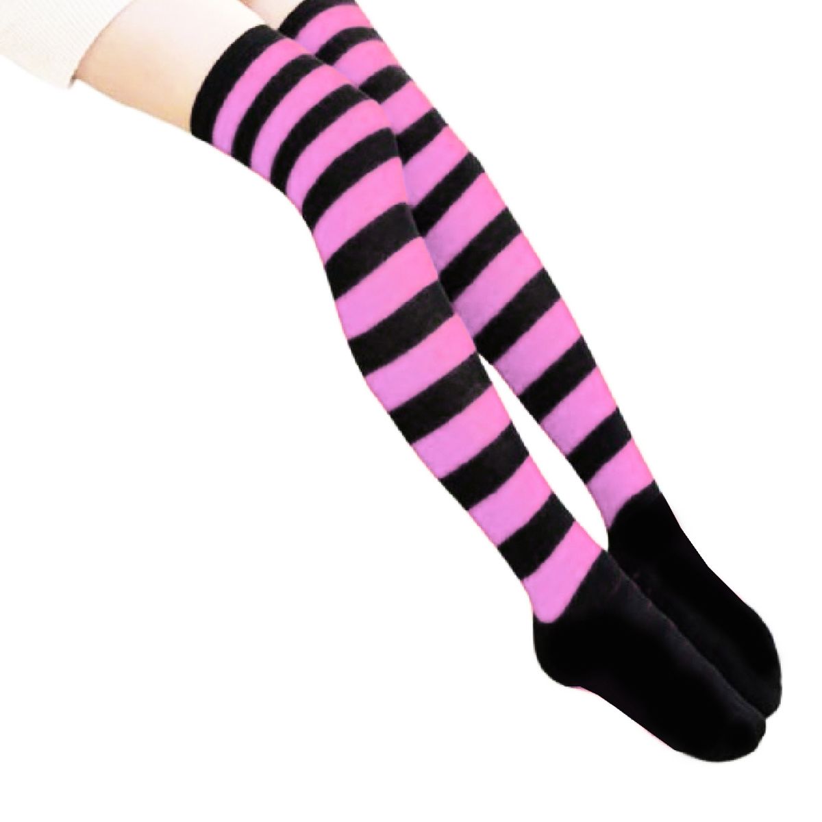 WHITE - Medias Rayas Negro y anaranjado halloween disfraz