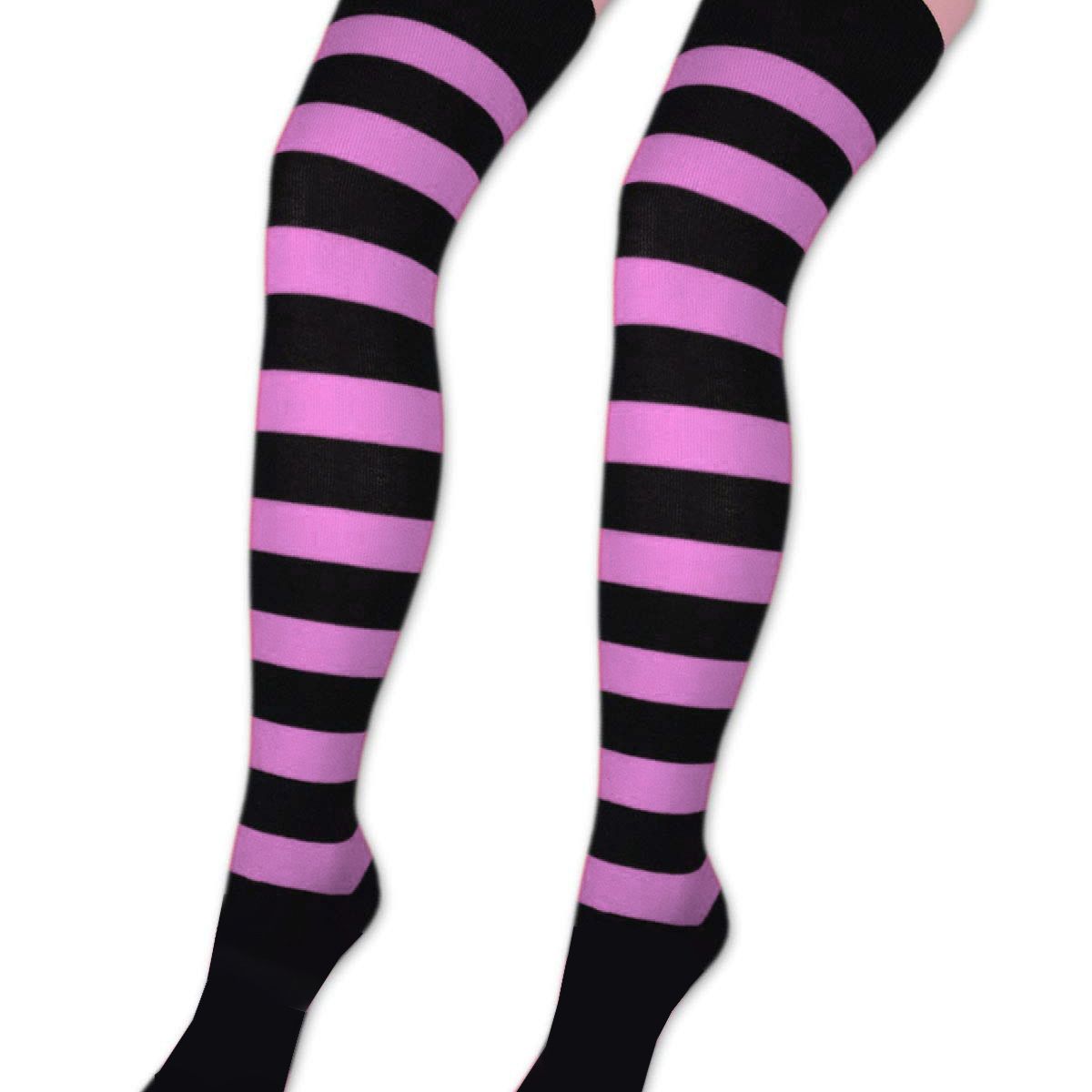 WHITE - Medias Rayas Negro y anaranjado halloween disfraz