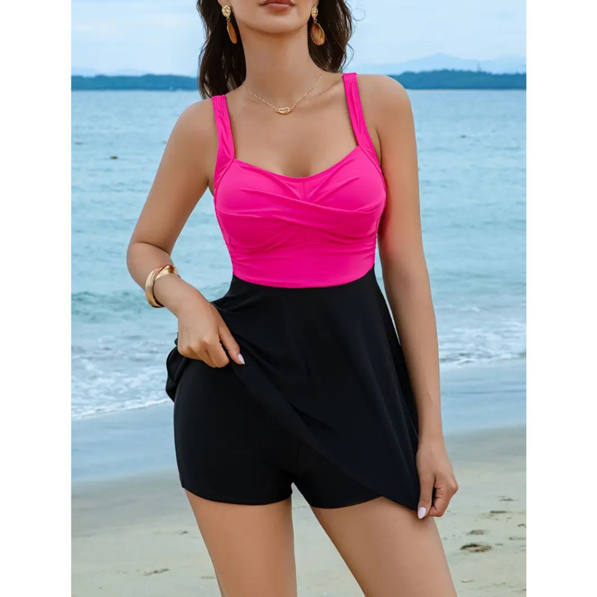 GENERICO - SEXY TANKINI CON FALDA - FORRO INTERNO Y COPA