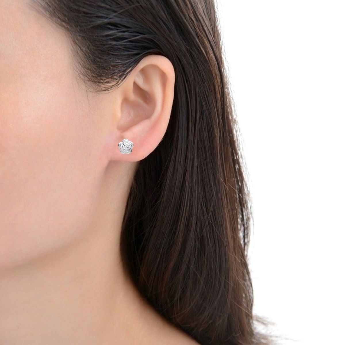 SANTORAL - Aretes Flor Rosa - Plata