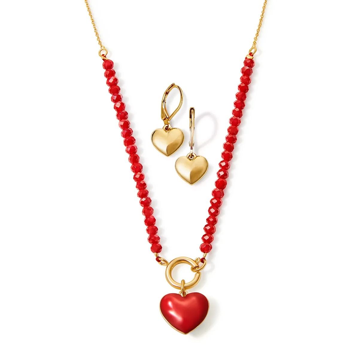 ESIKA - Set Corazon Collar + Aretes Romantic Red Glam