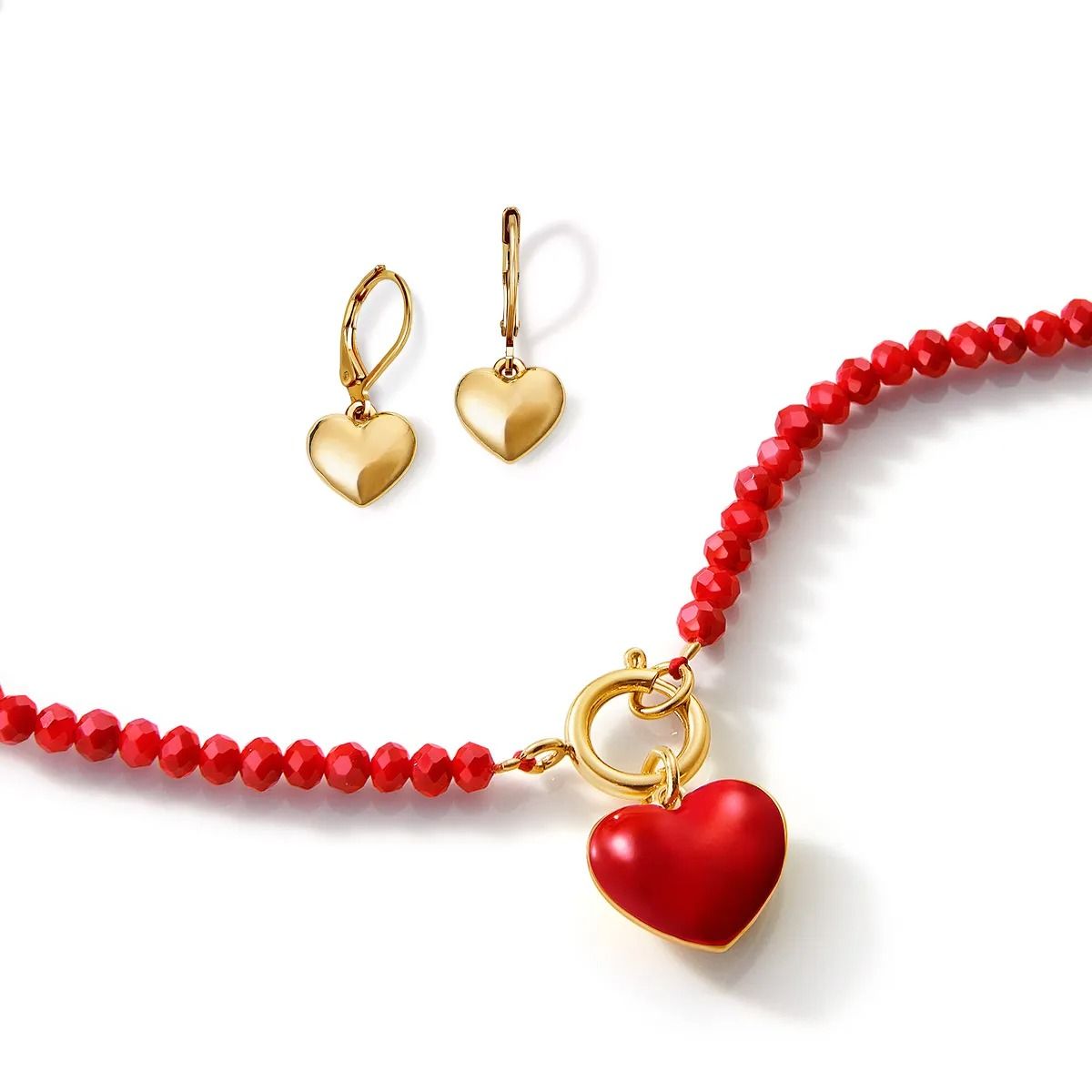 ESIKA - Set Corazon Collar + Aretes Romantic Red Glam