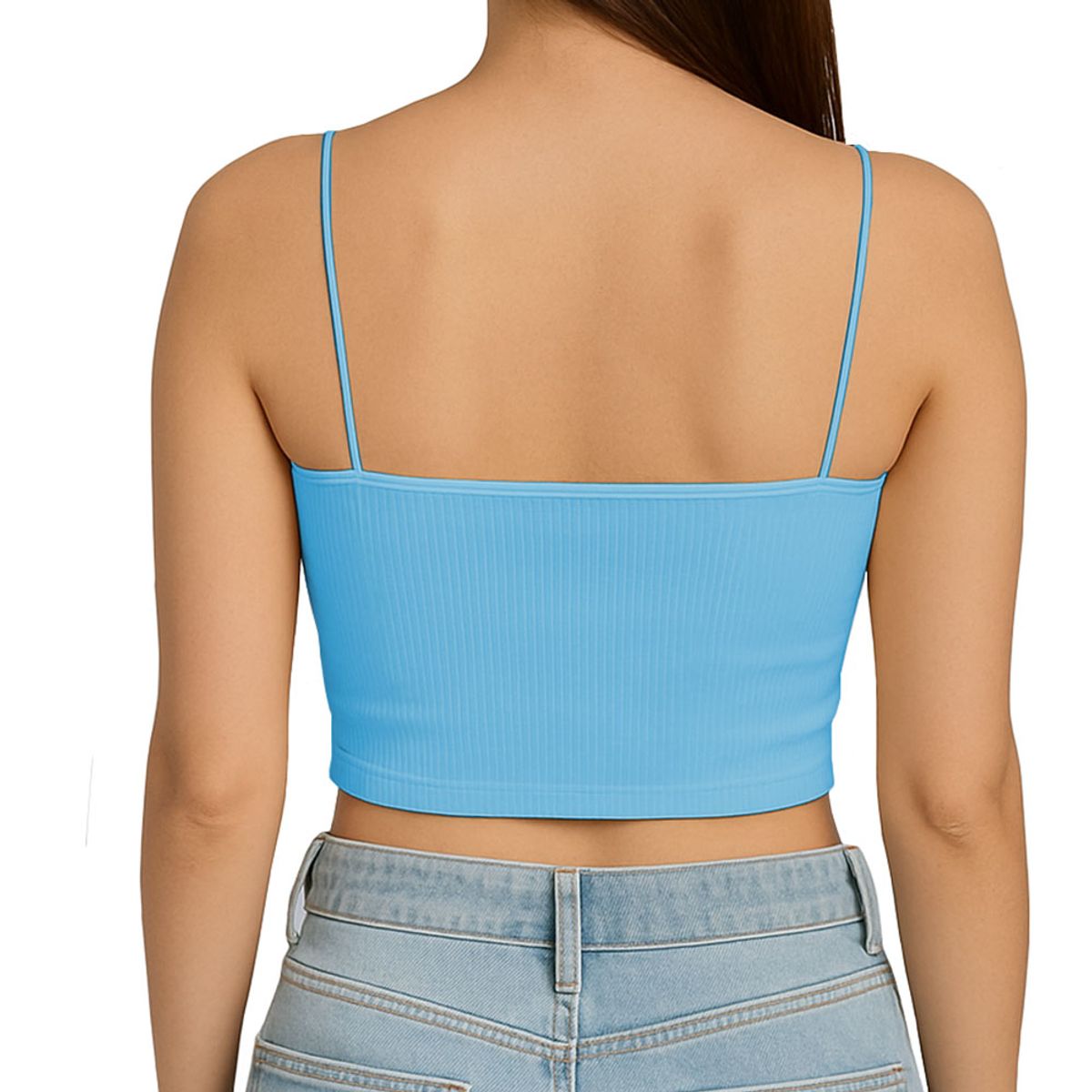 GENERICO - Top Straple Con Tirantes Cola De Rata Rib Grueso New-08 Color Celeste