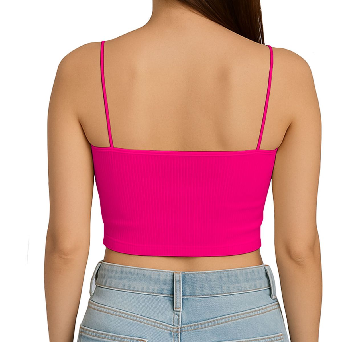 GENERICO - Top Straple Con Tirantes Cola De Rata Rib Grueso New-08 Color Fucsia
