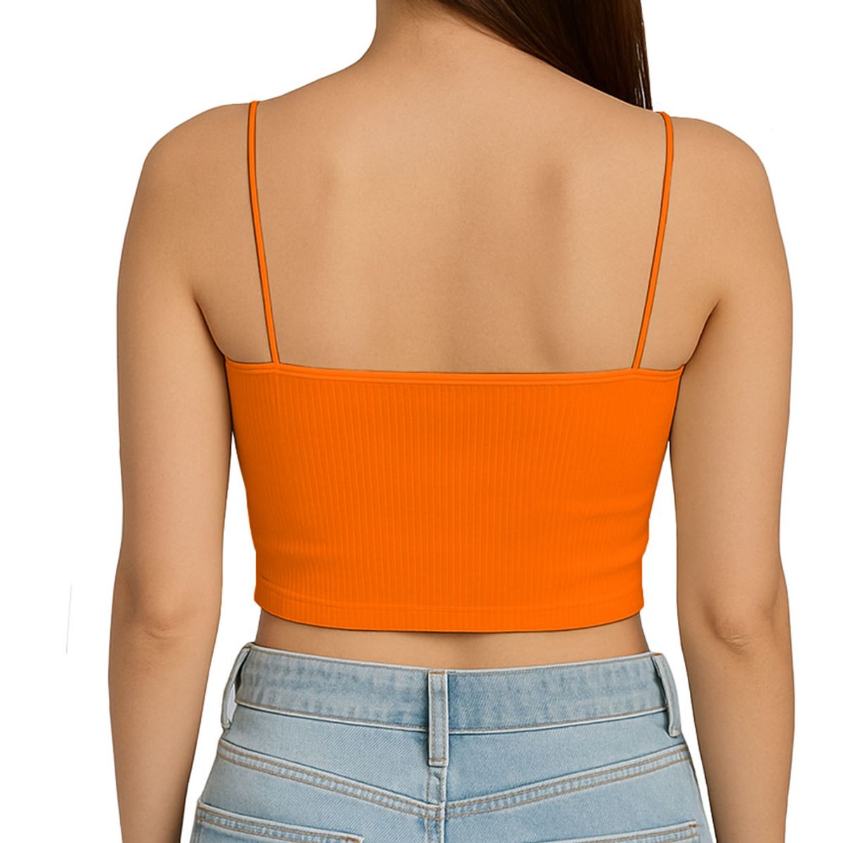 GENERICO - Top Straple Con Tirantes Cola De Rata Rib Grueso New-08 Color Naranja