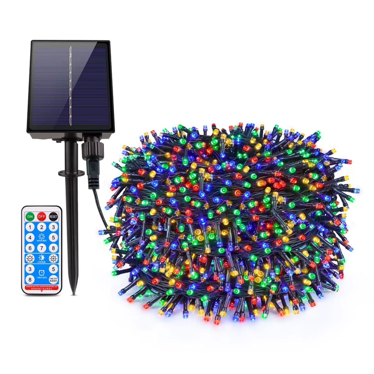 ARTEZA - Luces de Navidad Solares Multicolor Arteza 9m 100 LED con Control y Doble Carga Solar/Tipo C