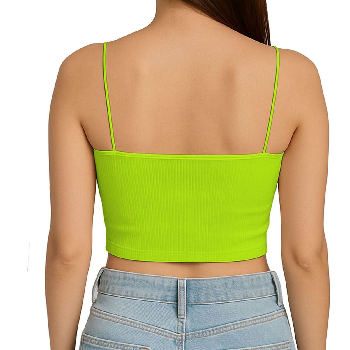 GENERICO - Top Straple Con Tirantes Cola De Rata Rib Grueso New-08 Color Limon