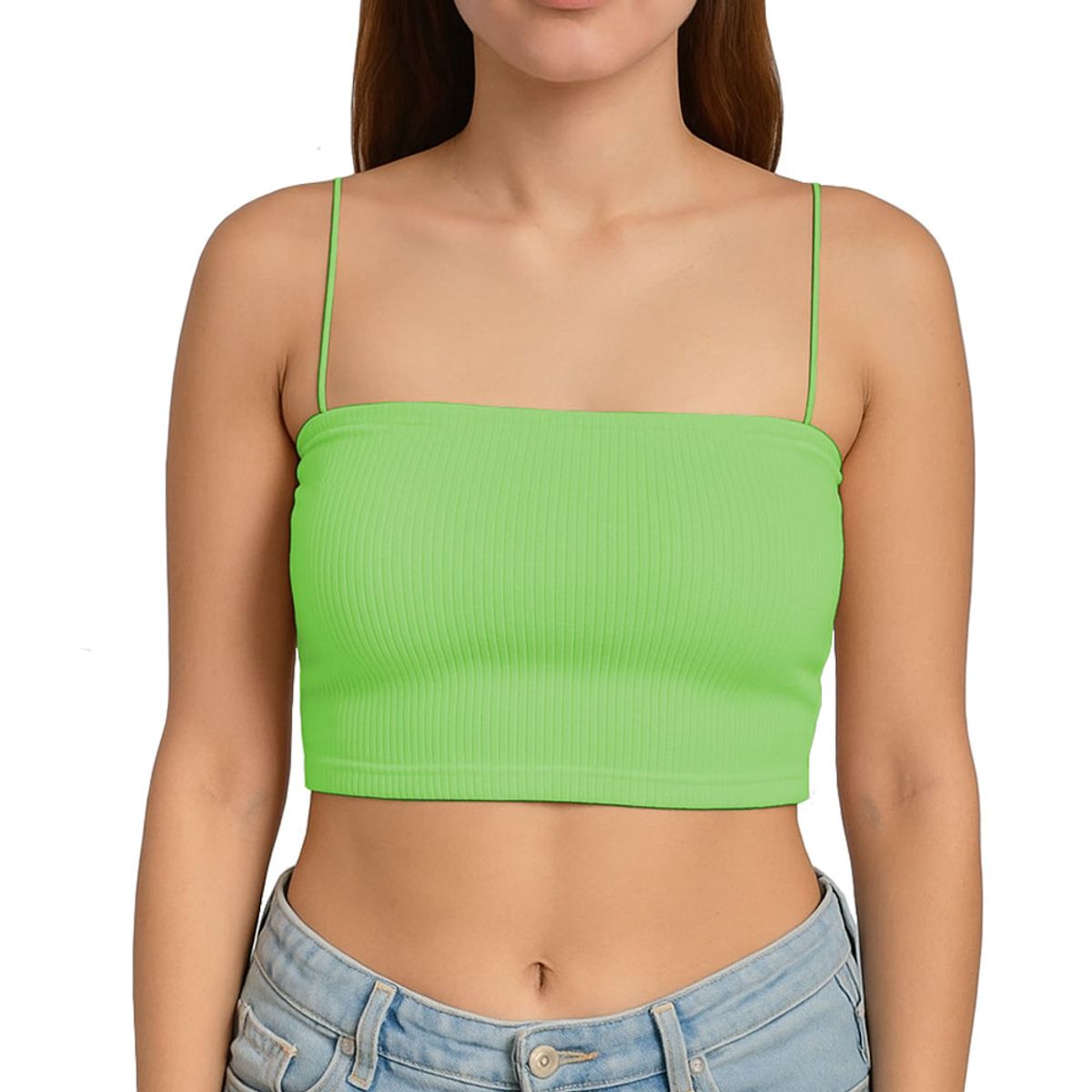 GENERICO - Top Straple Con Tirantes Cola De Rata Rib Grueso New-08 Color Menta