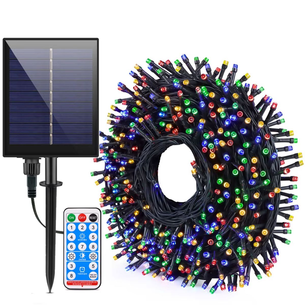 ARTEZA - Luces de Navidad Solares Multicolor Arteza 9m 100 LED con Control, 8 Modos, Carga Solar y Tipo C