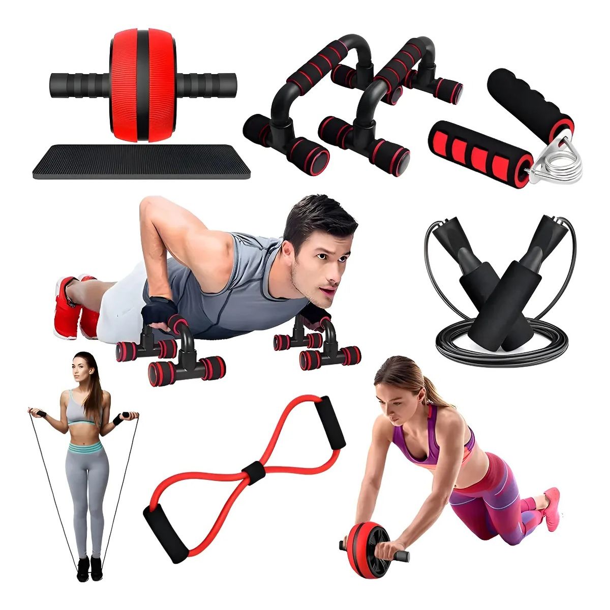 EVERSO - Kit De Ejercicio Rueda Para Abdomen Gimnasio Push Up Fitness