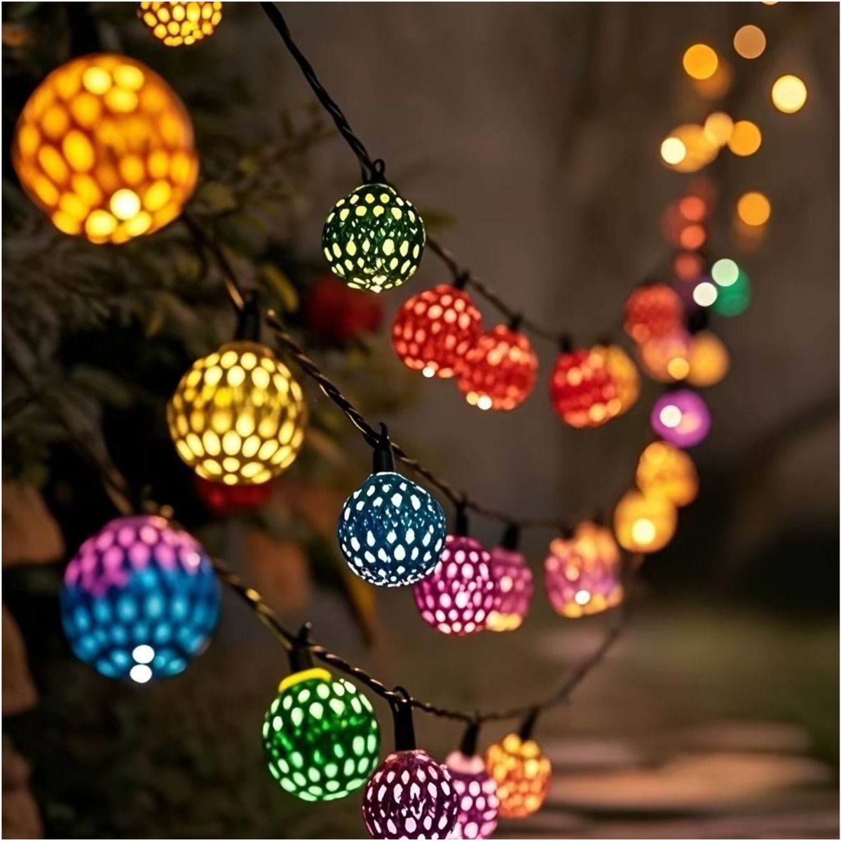 ARTEZA - Guirnalda de Luces LED Marroquí Multicolor 5 m con Enchufe para Interior y Exterior