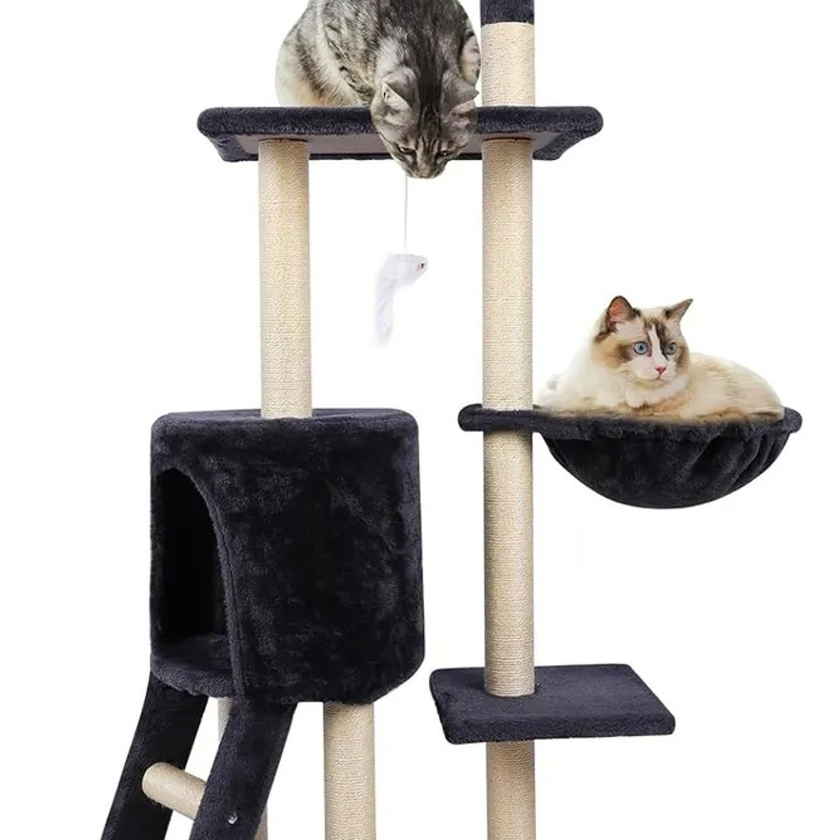EVERSO - Torre Rascador Tipo Árbol Para Gatos 5 Niveles Con Hamaca Gris Oscuro