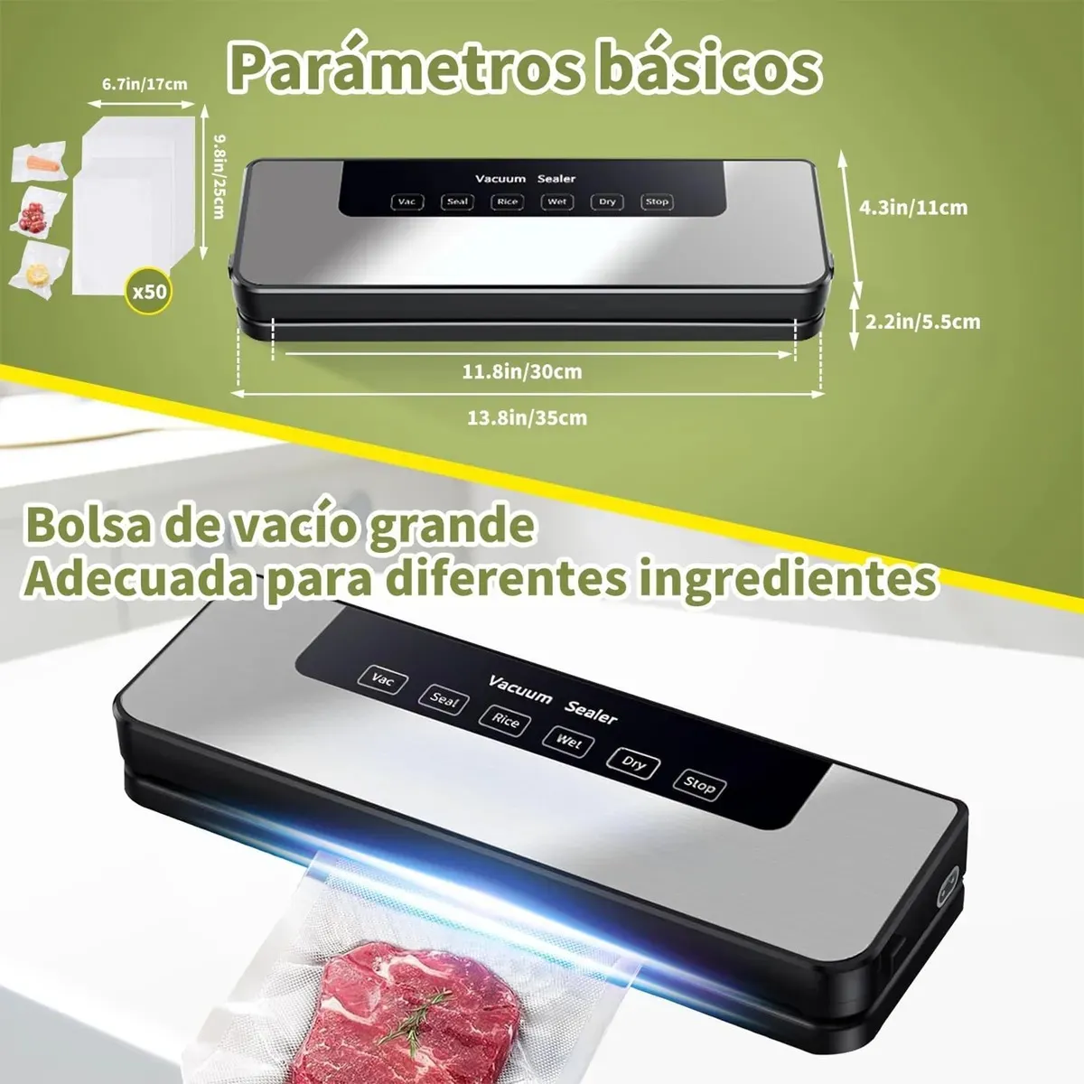 EVERSO - Maquina Selladora Al Vacío Alimentos Sellador + Bolsas