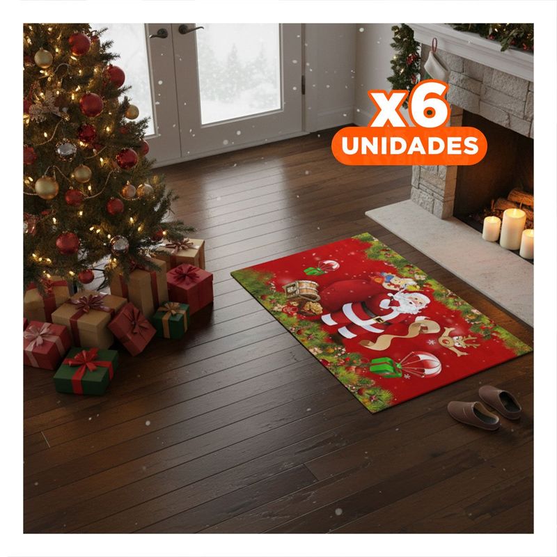 GENERICO - Pack6 Tapiz Navideno para el Hogar Rojo Y+Regalo Stickers
