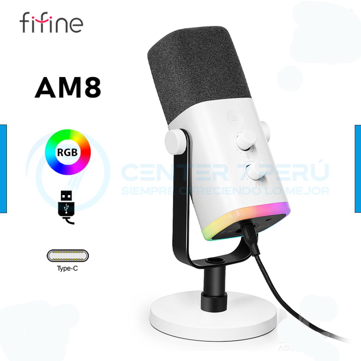 FIFINE - Micrófono Fifine AM8 WHITE Dinámico