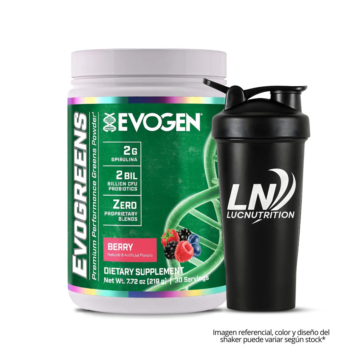 EVOGEN - Evogreens Jugos Verdes 30 servicios - Berry + Shaker