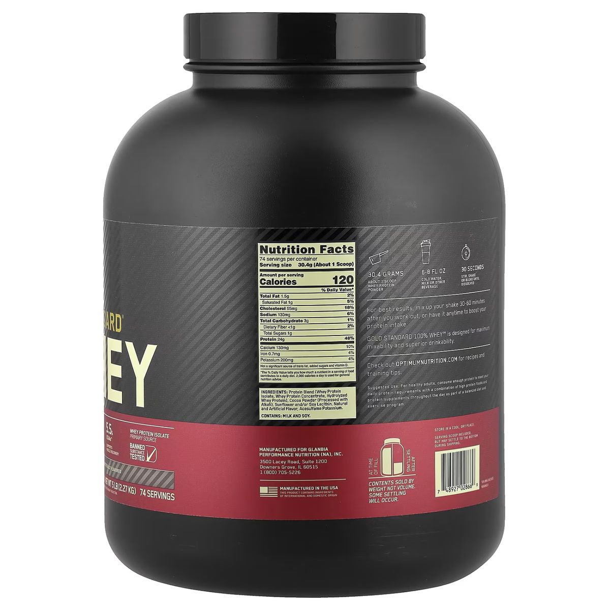 UNIVERSE NUTRITION - Proteína Gold standard whey de 5lb Chocolate + Creatina ADN de 250gr + regalos