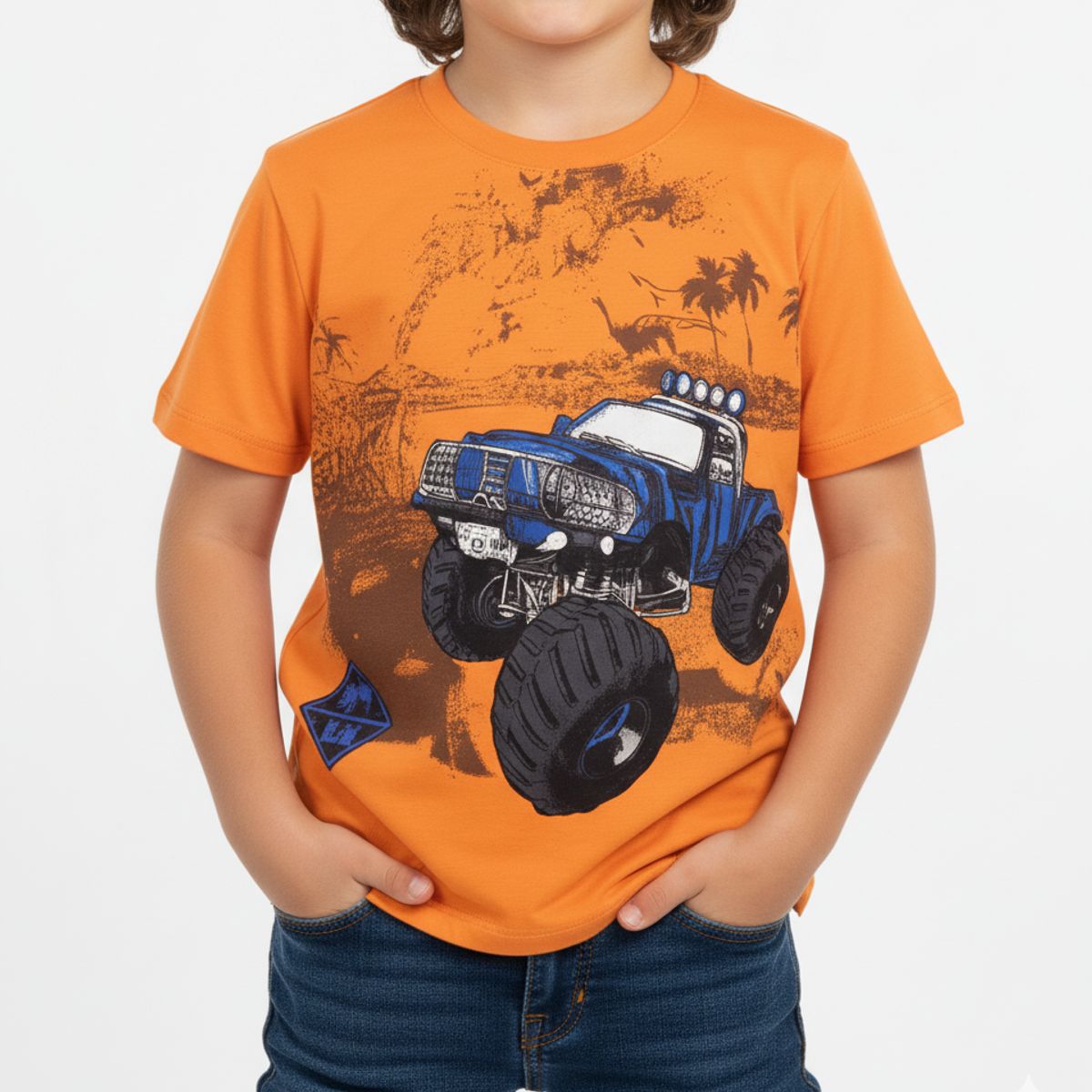 GENERICO - Polo Algodón Pima Jeep 4x4 carro monster Naranja