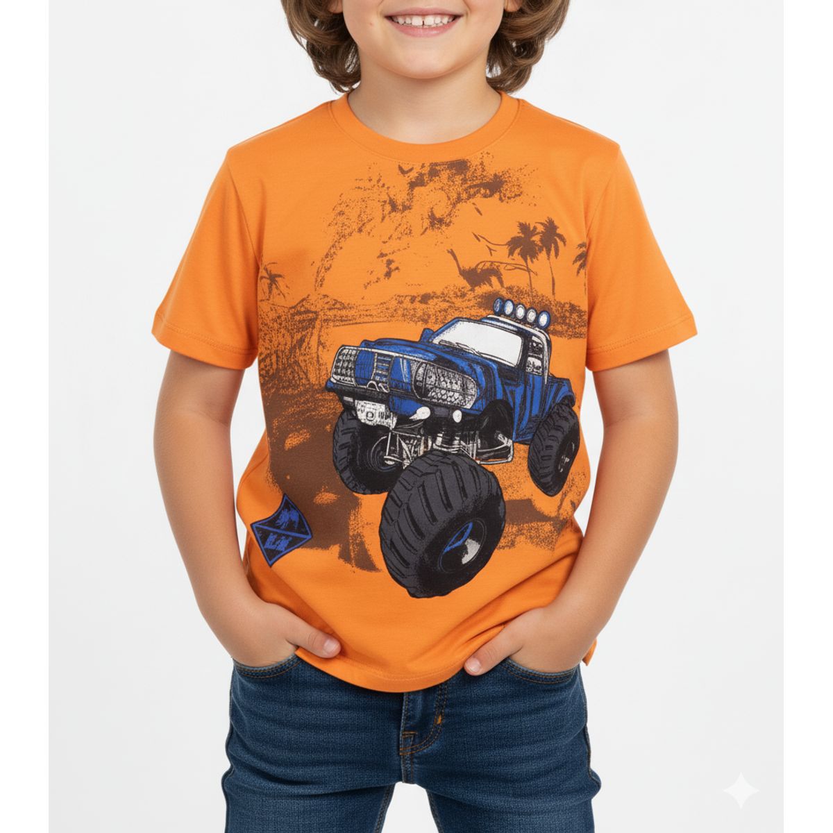 GENERICO - Polo Algodón Pima Jeep 4x4 carro monster Naranja