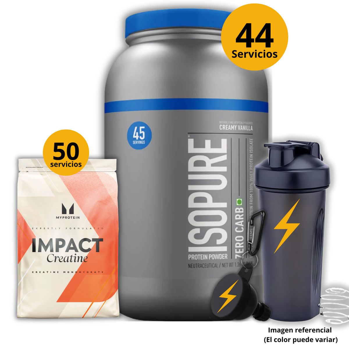 UNIVERSE NUTRITION - Proteína Isopure de 3lb Vainilla + Creatina Myprotein de 250gr + regalos