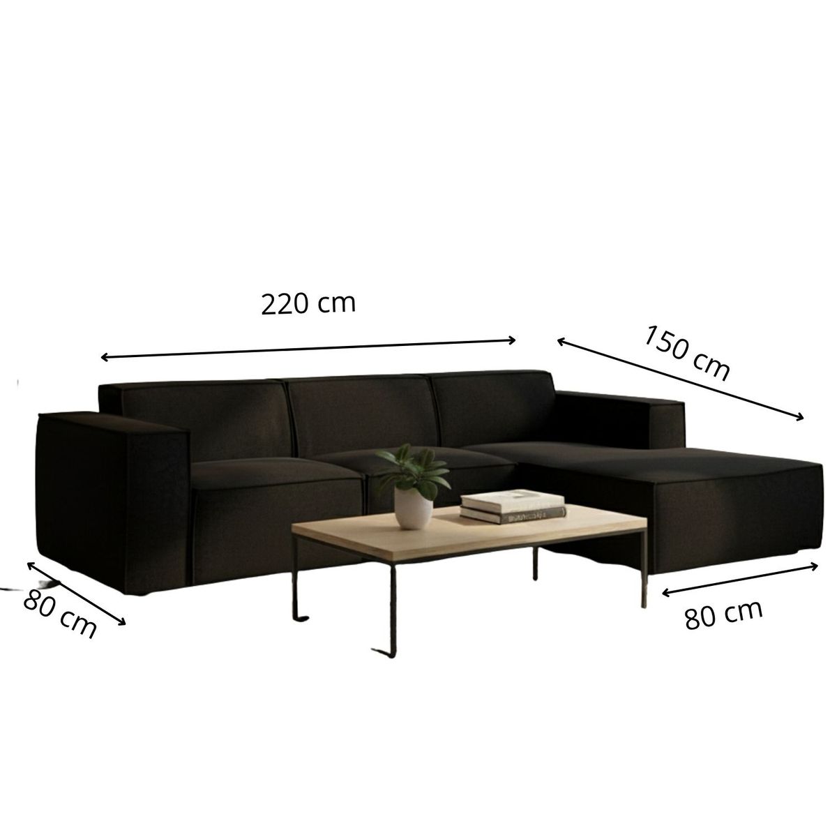 GENERICO - Seccional Modular Molina  en Tela Chenille Antifluido Color negro